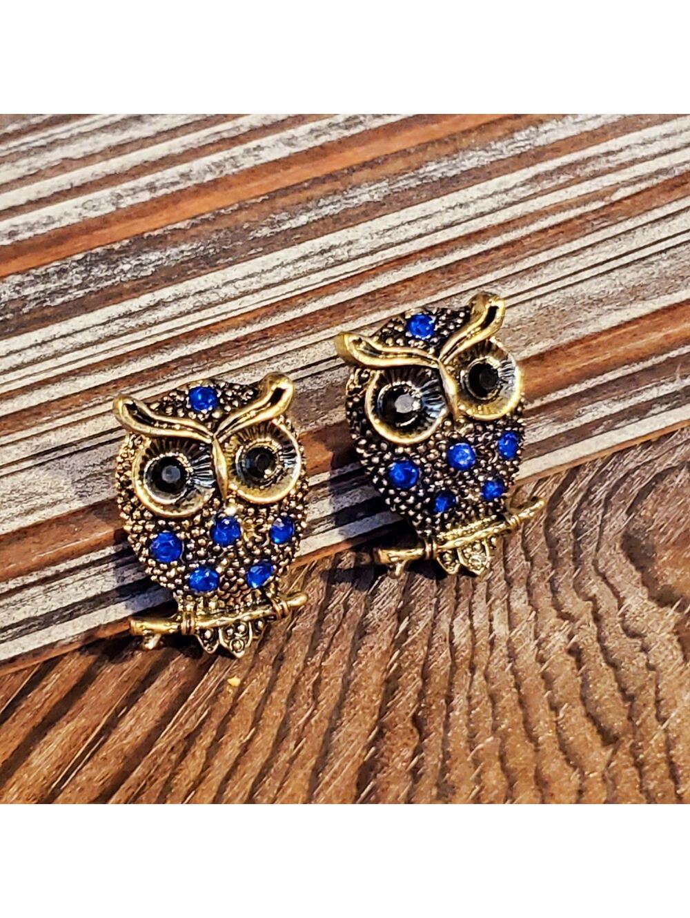 Thinking Owl Earrings Cobalt Blue